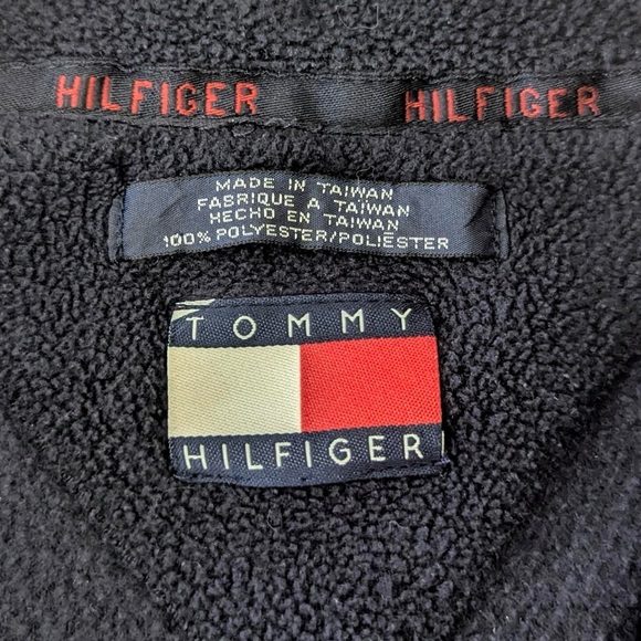 Y2K Tommy Hilfiger Navy Blue Fleece Quarter Zip Sweatshirt - Picture 3 of 5